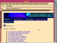 Chimera browser showing the Razorback homepage