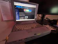 Razorback's updated home page from 2021 on a Toshiba Tecra laptop